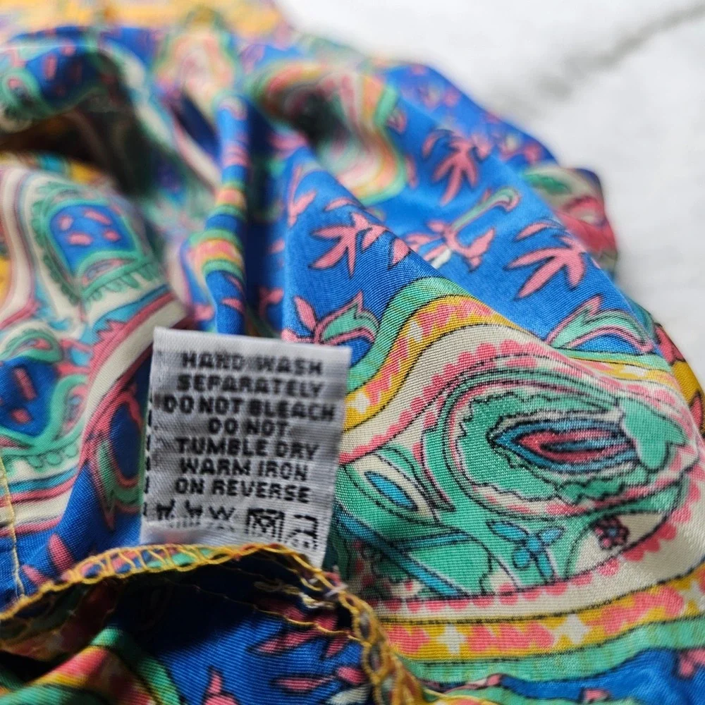 ME2MAGIC Yellow Paisley Smocked Maxi Dress‎ Square Neck Balloon Sleeve Boho M - Picture 6 of 12